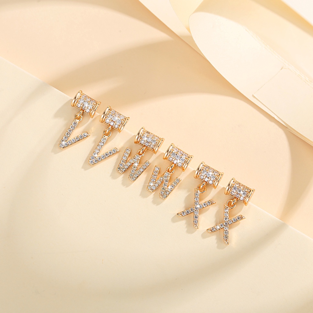 Y827 Anting Kristal Wanita Titanium Anting alphabet untuk Wanita Fashion Aksesoris