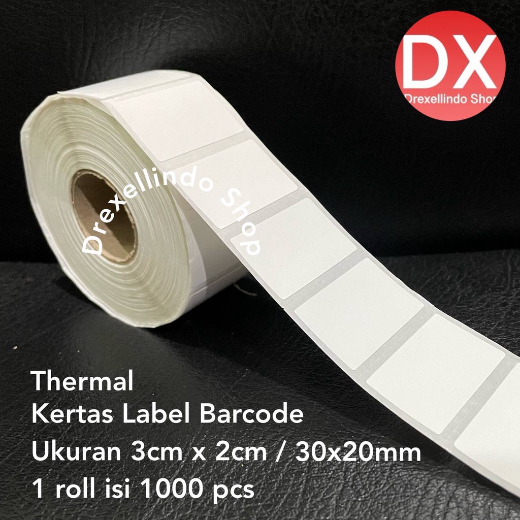 Kertas  Direct Thermal Label Stiker Barcode 30x20mm / 3x2cm