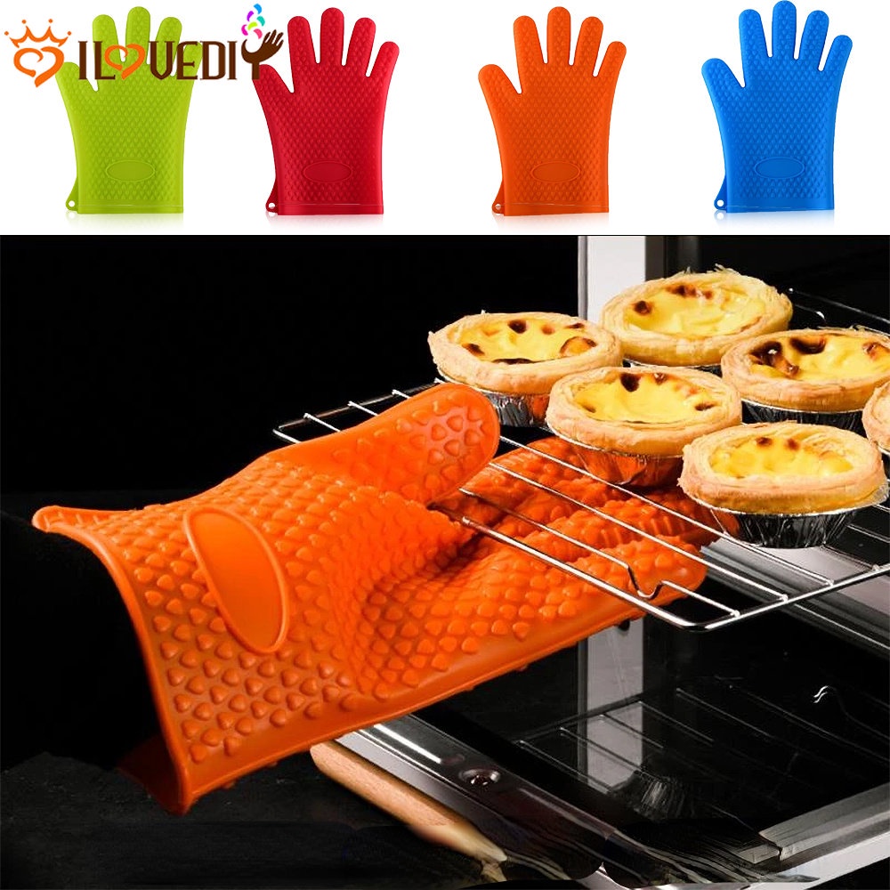 1 PC Sarung Tangan Pelindung Bahan Silikon Lembut Tahan Air Tahan Panas Anti slip Untuk Memasak BBQ