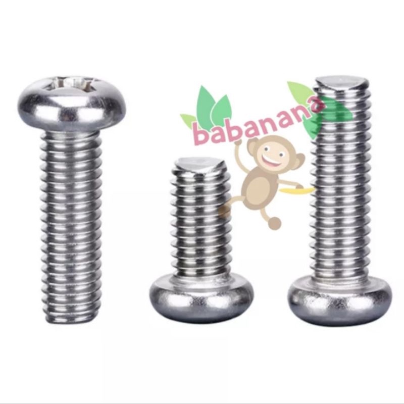 340pcs M3 plus screw button head baut sekrup stainless besi mur nut