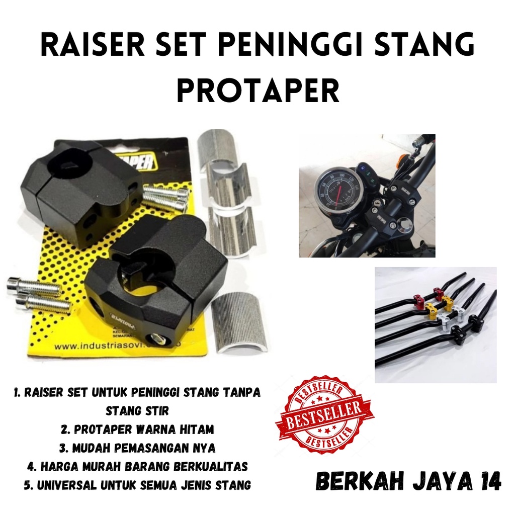 RAISER PENINGGI STANG ROADRACE UNIVERSAL WARNA HITAM HARGA MURAH BARANG BERKUALITAS PROMO DISKON TERLARIS