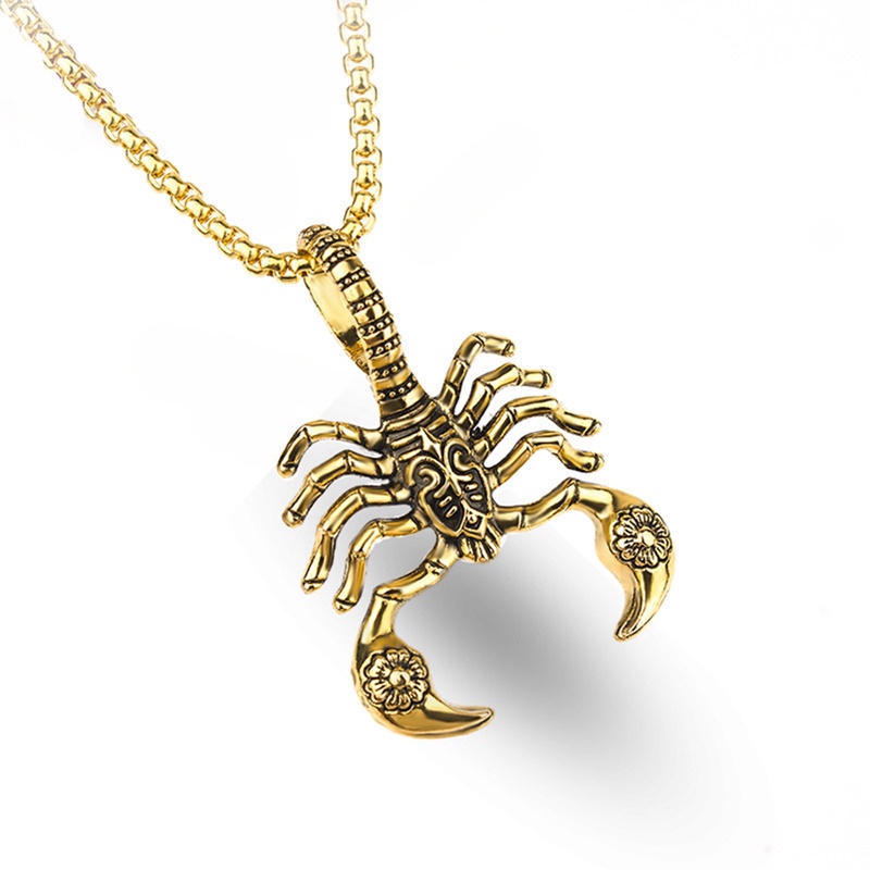 Fancyqube Kalung Liontin Kalajengking Scorpion Gaya Punk Rock Antik Untuk Pria