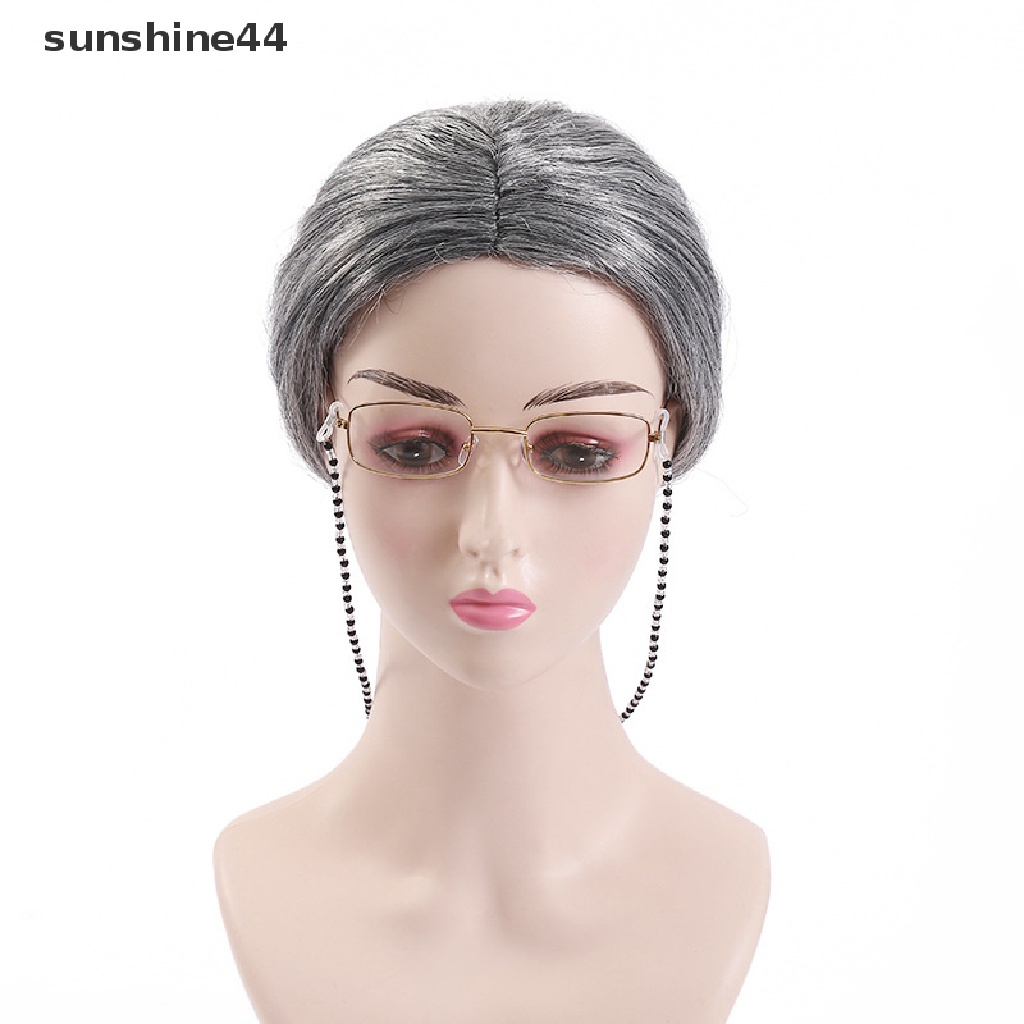 Wig Rambut Sintetis Model Pendek Keriting Gelombang Warna Abu-Abu Silver Untuk Pertunjukan Panggung