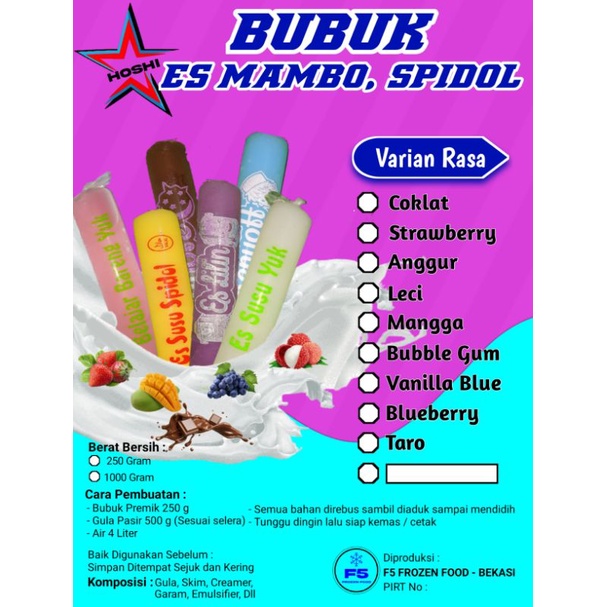 Paket Bahan Es Mambo / Es Spidol / Es Viral / bahan dan plastik