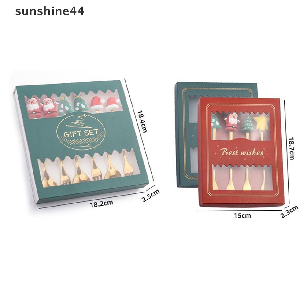 Sunshine Set Sendok + Garpu + Pisau Makan Bentuk Pohon Natal / Rusa Untuk Dekorasi / Hadiah