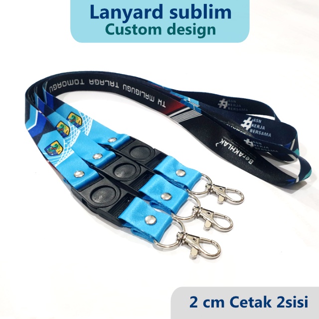 custom lanyard sublim 2cm cetak tali id card full color 2sisi, cetak tali lanyard print