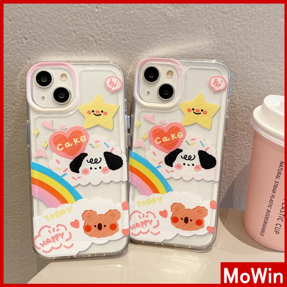 For iPhone 14 Pro Max iPhone Case TPU Soft Case Clear Case Space Case Plating Button Cute Cartoon Rainbow Compatible For iPhone 13 Pro Max 12 Pro Max 11 Pro Max 7plus XR xs max