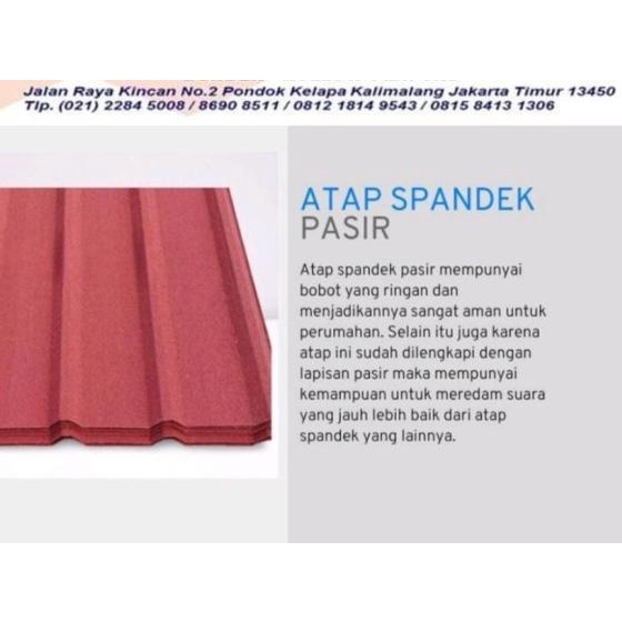 Atap Zincalume Spandek pasir 0.40 mm / atap metal per meter - 1 m