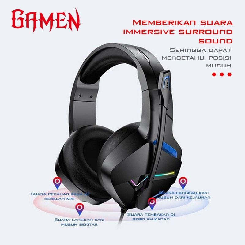 COD GAMEN GH2200 3.5mm Audio Jack Input RGB LED Light Braided Wire Gaming Headset ORIGINAL