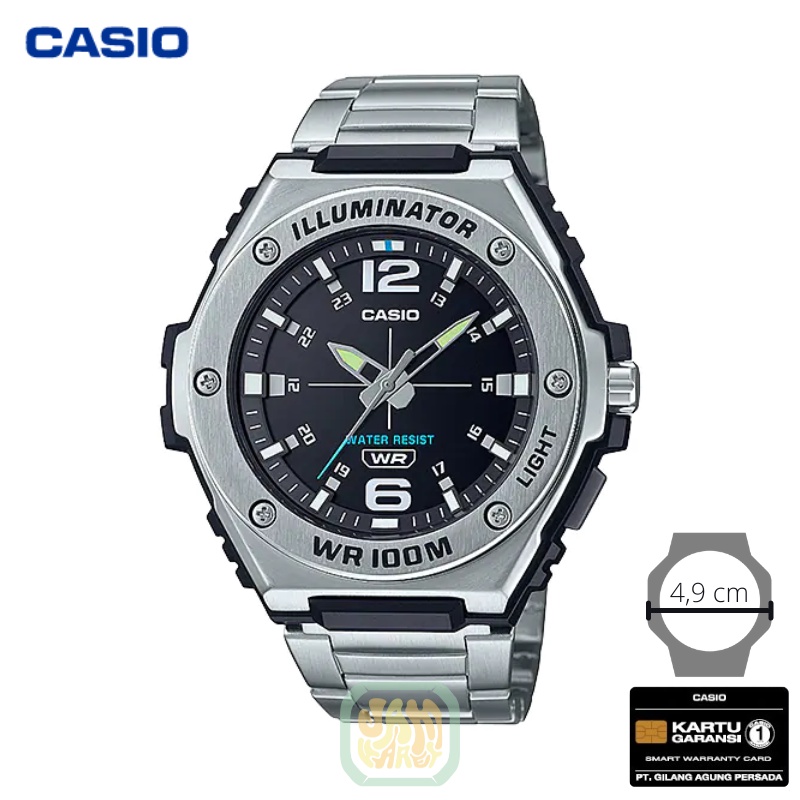 JAM TANGAN PRIA CASIO MWA-100HD-1A ORIGINAL - MWA100HD SILVER HITAM
