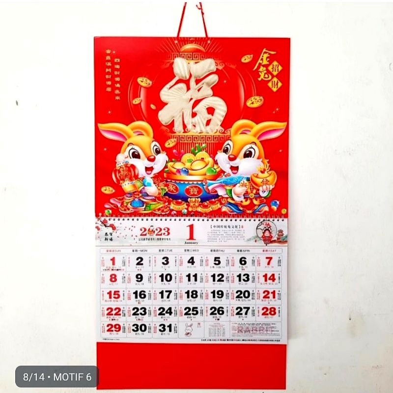 Kalender 2023 Bulanan Kalender Kelinci FU Hoki Termurah Harga Grosir