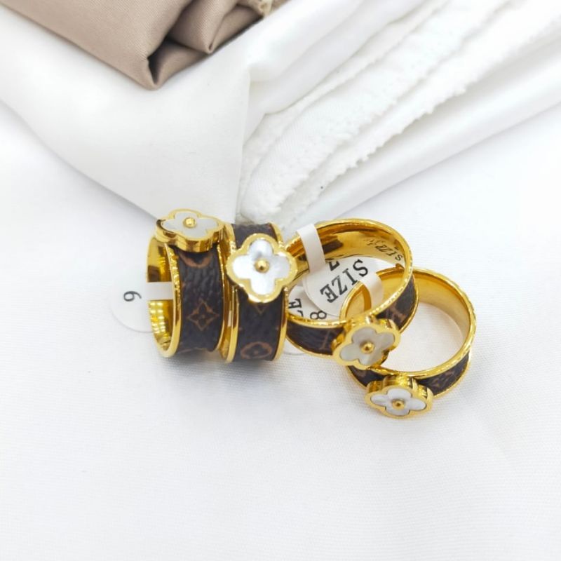 Cincin Titanium Asli mata kilau Free size motif elv Anti karat anti alergi Stainless steel ori S20049