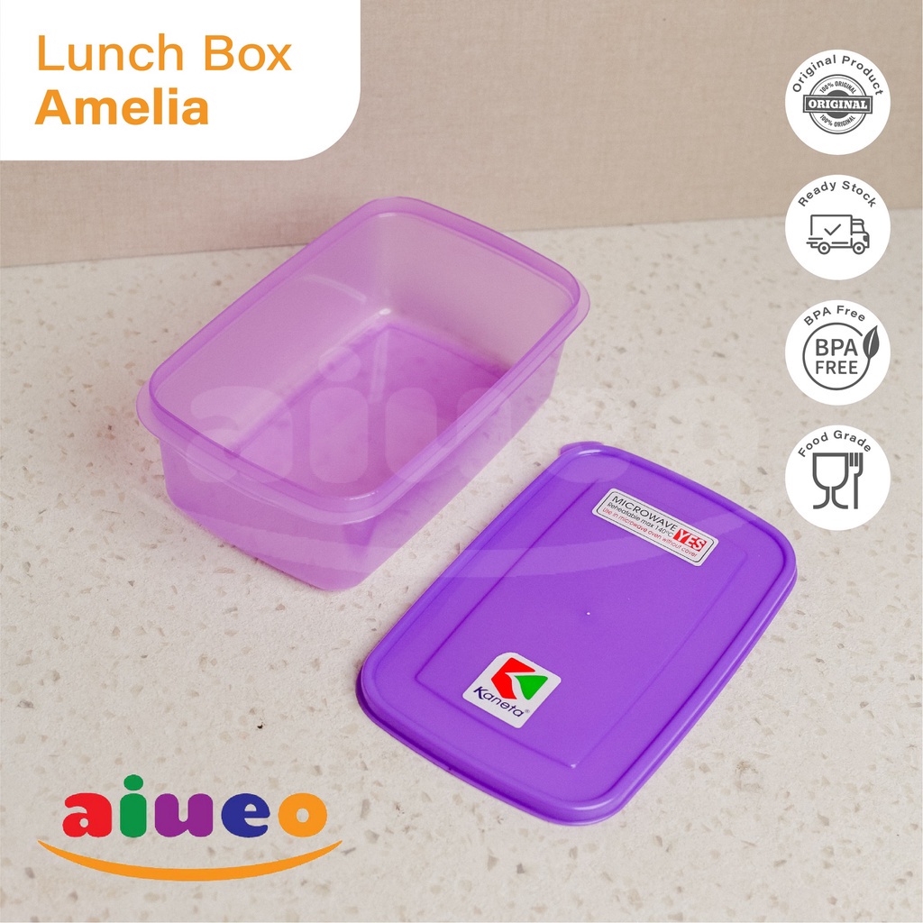 AIUEO | Kotak Makan lunch Box Promo Penyimpanan Plastik Serbaguna Murah Warna Random