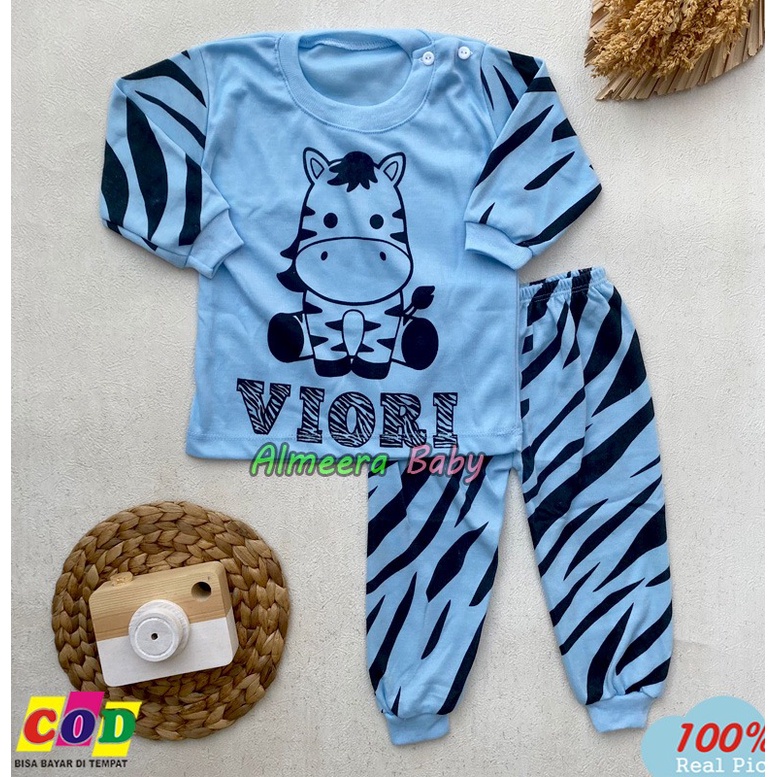 Setelan Baju Bayi Piyama Bayi Lengan Panjang Kancing Pundak Usia 3-12 Bulan Almeera Baby and Kids