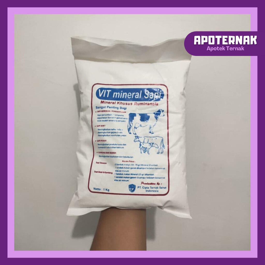 PREMIX VITAMIN MINERAL SAPI DAN DOMBA MURAH 1 KG utk PENGGEMUKAN PERAH DAN BREEDING | Premix Mineral Khusus Sapi Penggemukan, Sapi Bibit, Sapi Perah, Kambing, dan Domba