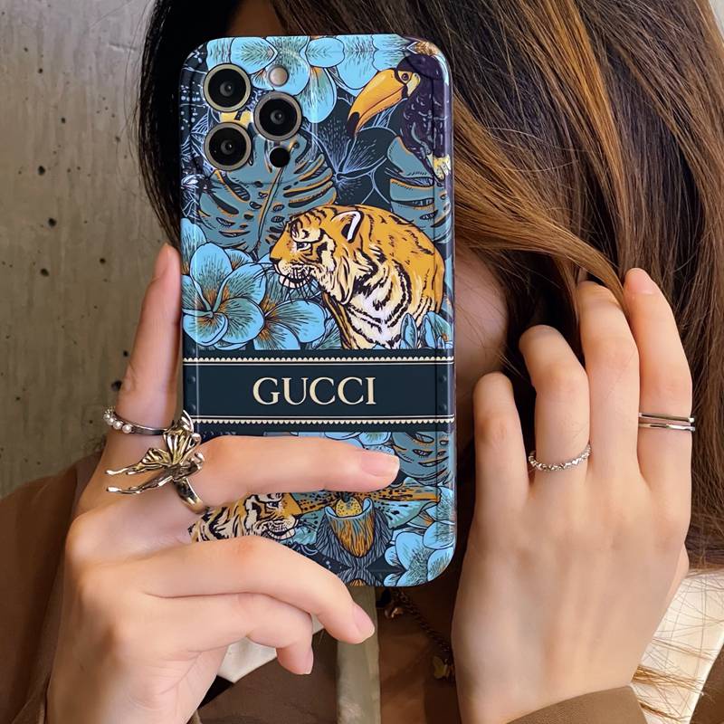 Merek Mewah IMD Case HP iP iPhone X Xr Xs Max14 Plus+Apple11 12 13 Pro Max Wanita Silikon Cover Phone Casing Gucci Vintage Tiger