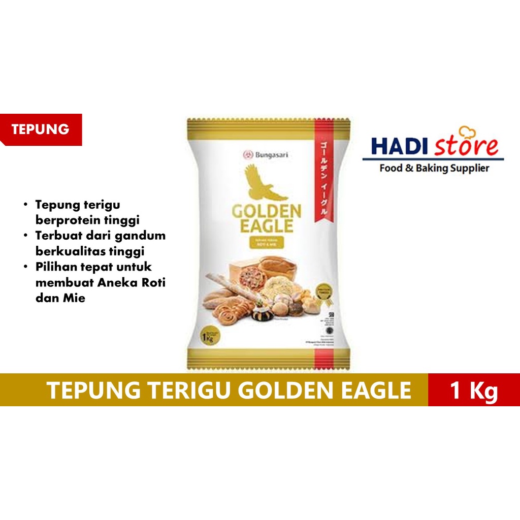 

TEPUNG GOLDEN EAGLE PREMIUM untuk ROTI, DONAT DAN MIE - 1 KG