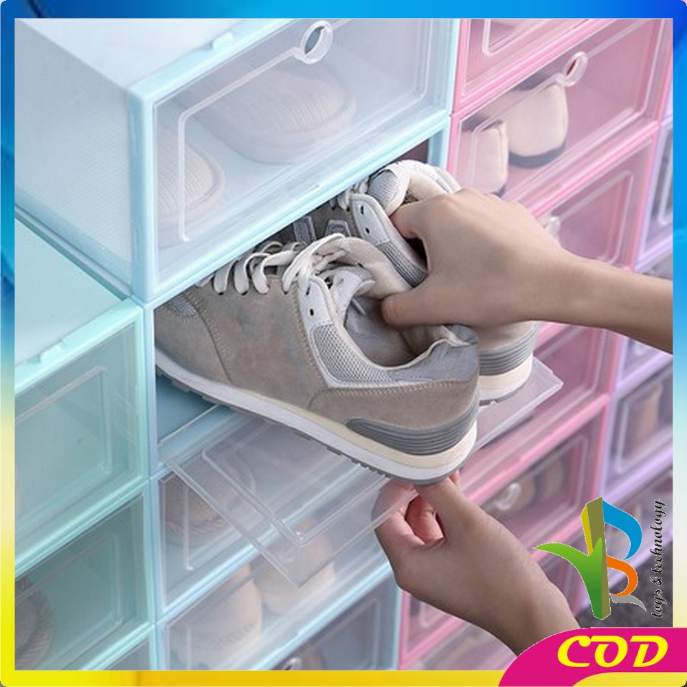 RB-C158 Kotak Sepatu Lipat Transparan Tebal Shoes Storage Box Organizer Rak Sepatu Plastik Susun