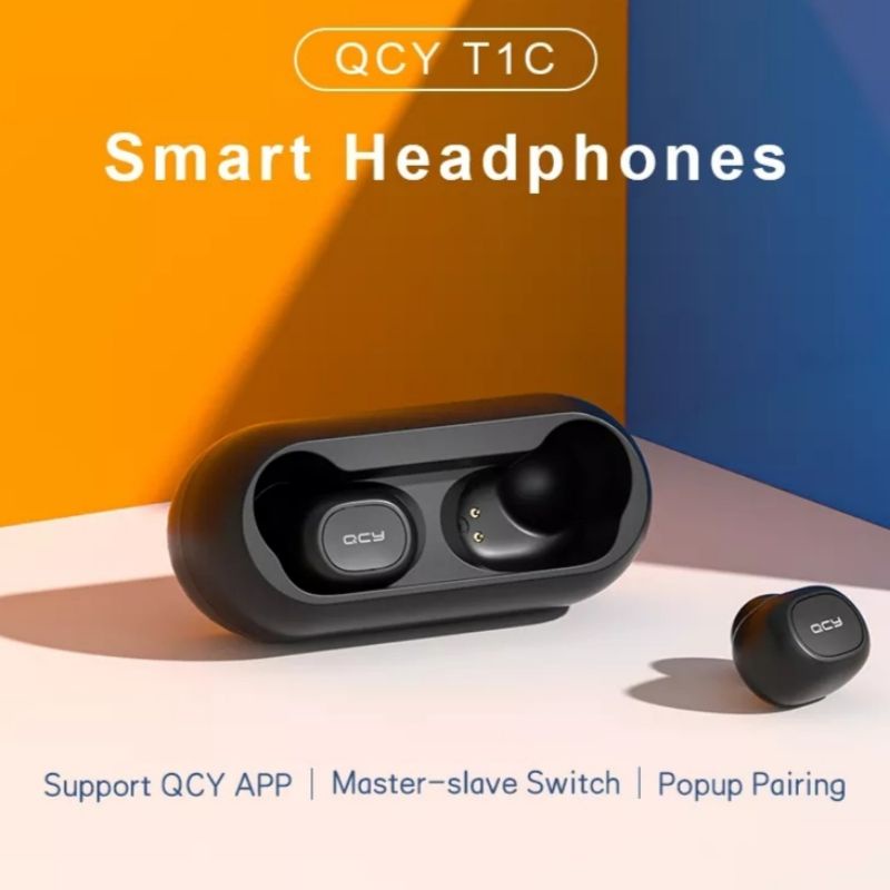 QCY Original Product TWS Bluetooth Earphone with Charging Case - QCY-T1C