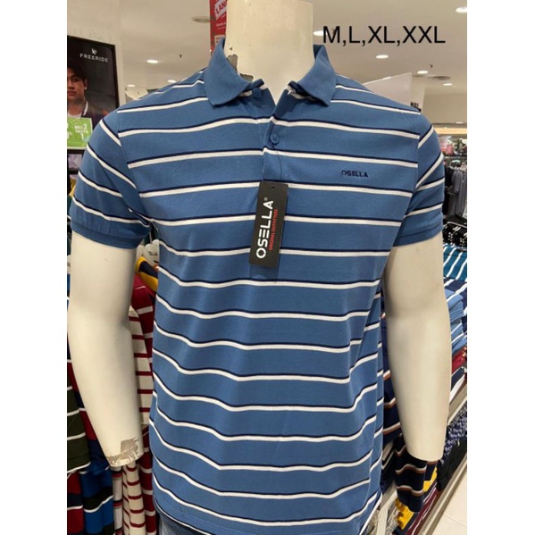 Osella Baju Pria Polo Shirt Lengan Pendek Stripe Blue