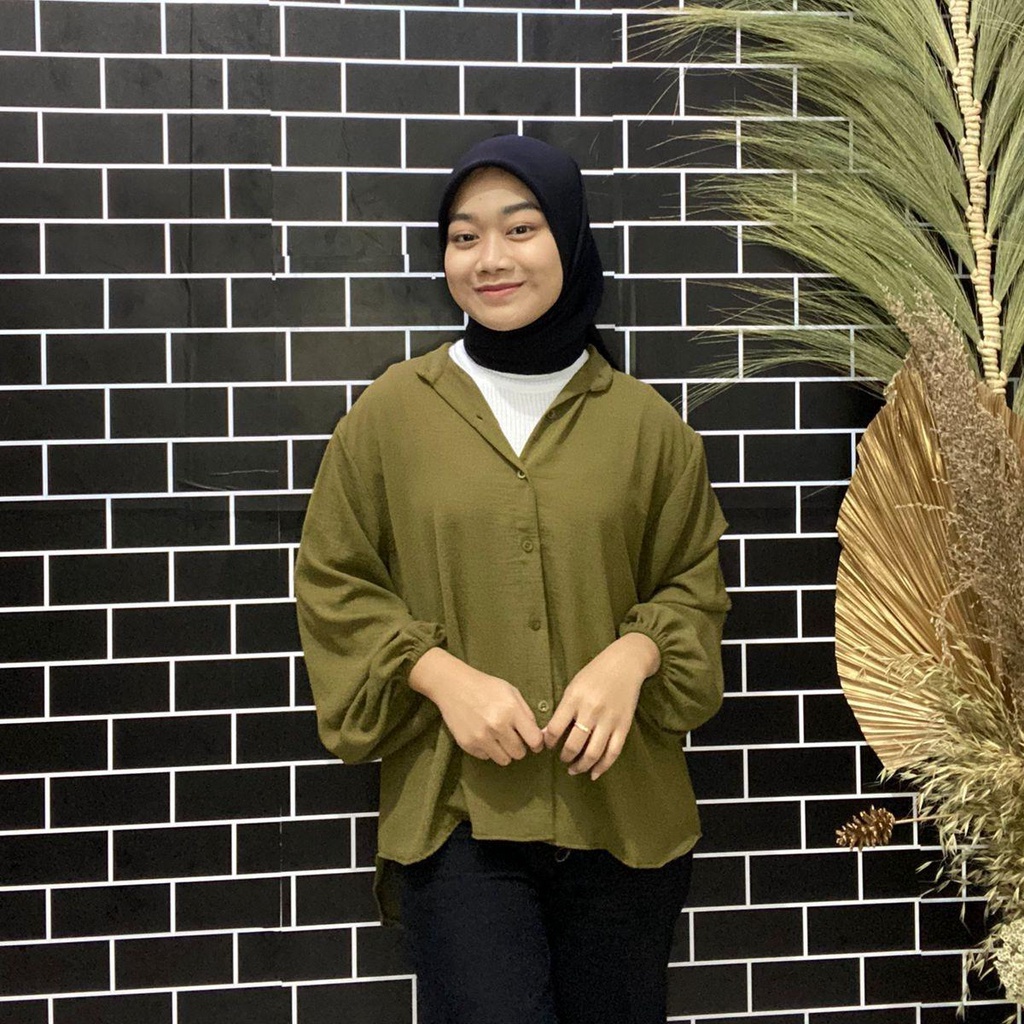 BEFAST - ZFF OOTD Blouse EDYA / Vella Blouse CRINCLE | Blouse Wanita / Blouse Kerja Wanita Casual / Pakaian kekinian Wanita Remaja / Blouse Polos Formal / Atasan Wanita Lengan Panjang / Fashion Remaja ABG Trendy