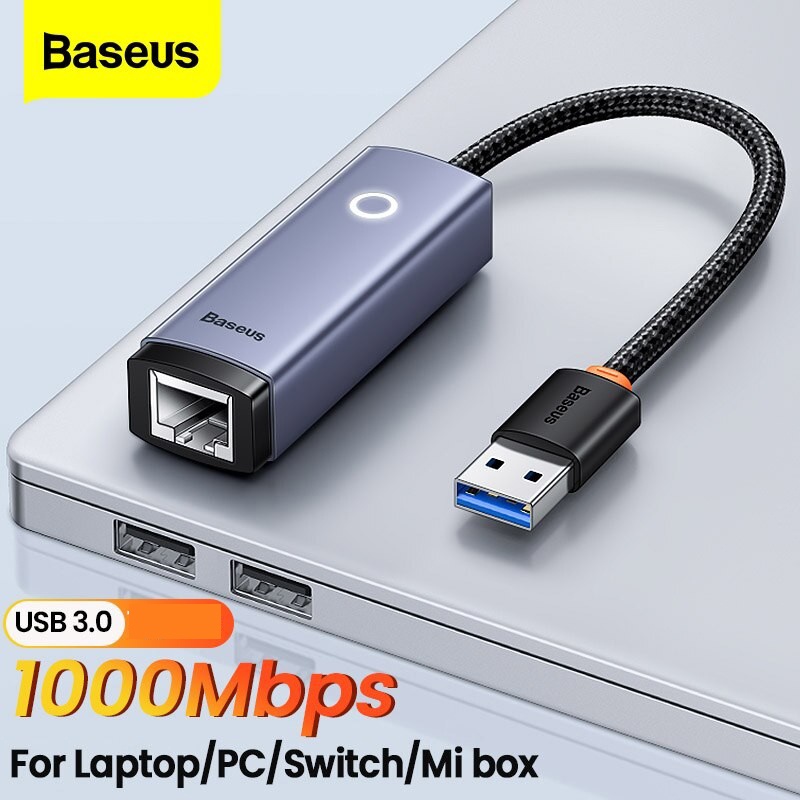 Baseus Original Lite Series Ethernet USB A to RJ45 LAN Port 100Mbps HUB Adapter Adaptor USB-A Ori RJ 45 Kabel Cable