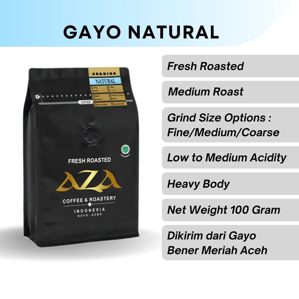 

Aza Coffee Bubuk Kopi Natural Biji Arabika Gayo Aceh Single Origin Roasted Beans Coffe Powder