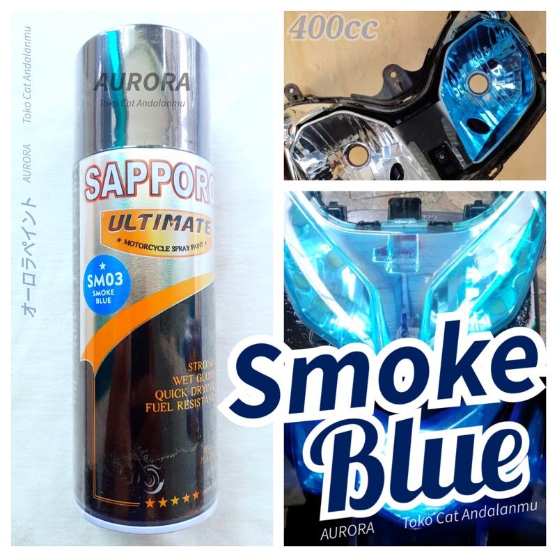 Cat Pilok Sapporo SM03 Smoke Blue 400ml Biru Smok Cat Lampu Transparan Saporo
