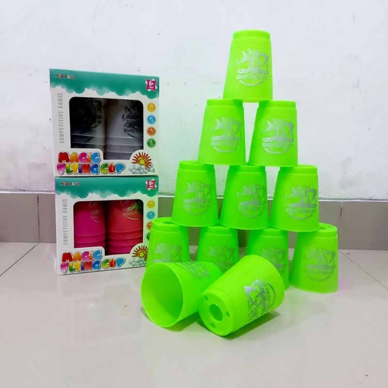Mainan Speed Magic Flying Cup - Gelas Susun Sport Stack 12 Pcs Anak