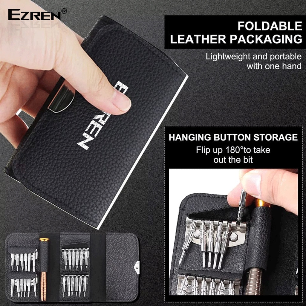 Ezren 25 in 1 Obeng Dompet Torx Komputer Smartphone Perangkat Optik