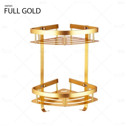 SET Rak Kamar Mandi Dinding Rak Handuk Sabun Tempat Tisu Gold Multifungsi Anti Karat Stainless Steel