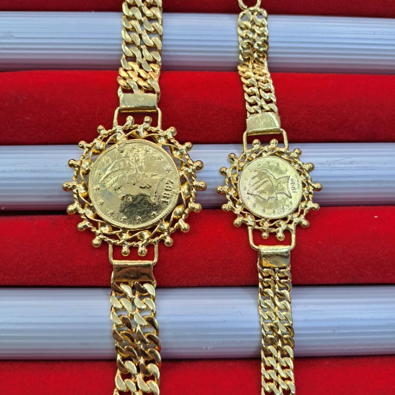 Gelang Matahari Rupiah Wanita Lapis Emas 24k Anti Karat