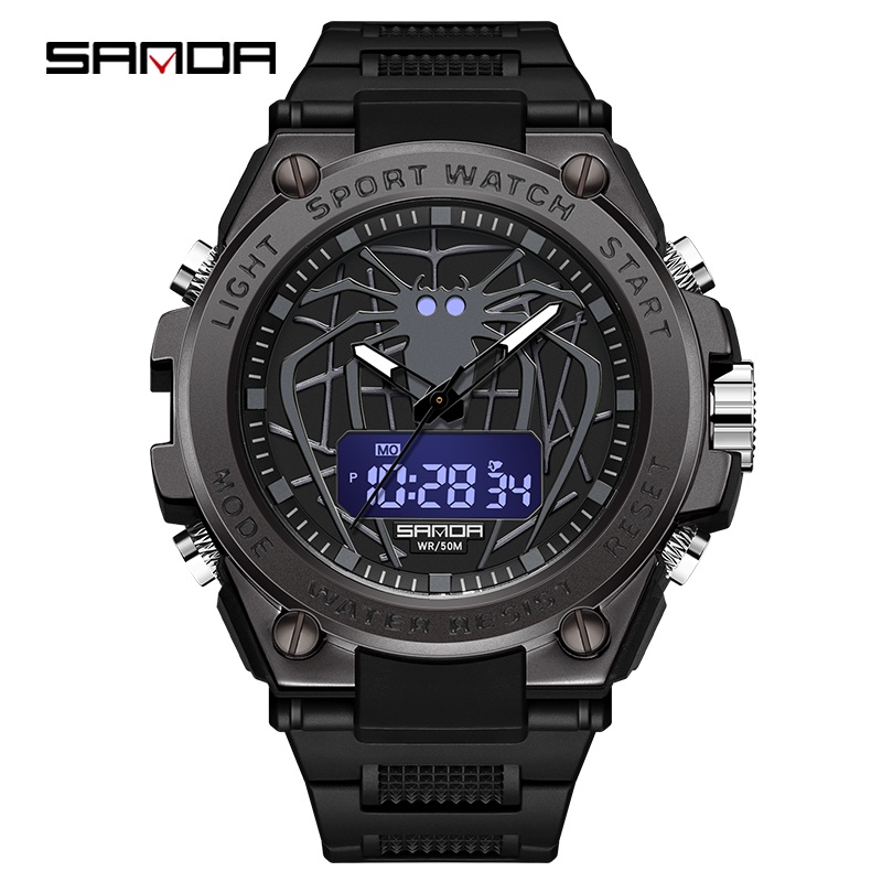 SANDA 3159 Jam Tangan Pria Digital Analog Tali Rubber Chronograph Anti Air WATCHKITE WKOS