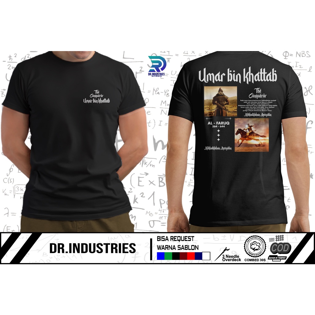 Kaos Dakwah UMAR BIN KHATTAB THE CONQUEROR Sabahat Nabi Khalifah Santri Muslim Tshirt Sejarah Islam 