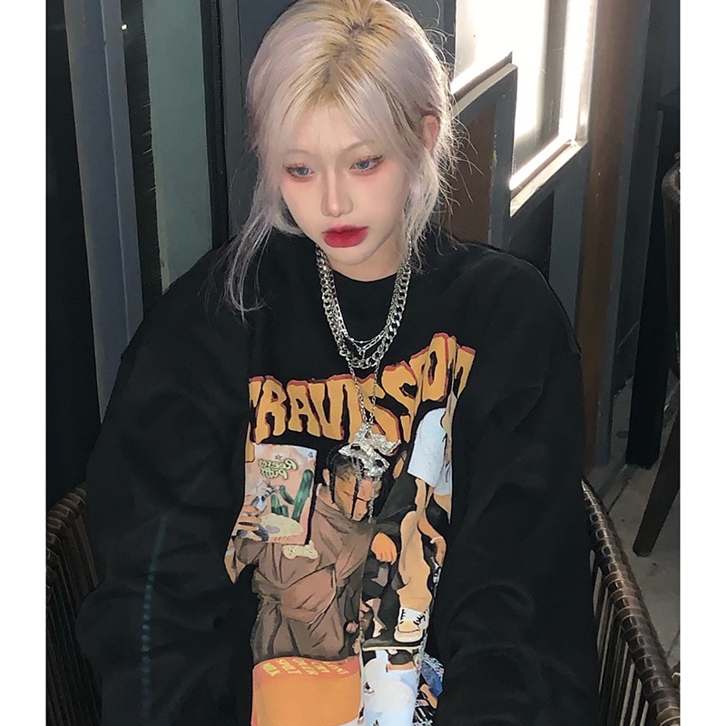 EUNII Sweater Lengan Panjang Hip-Hop Boy Korean Style/Hoodie Oversize/Baju Wanita/Switer Wanita