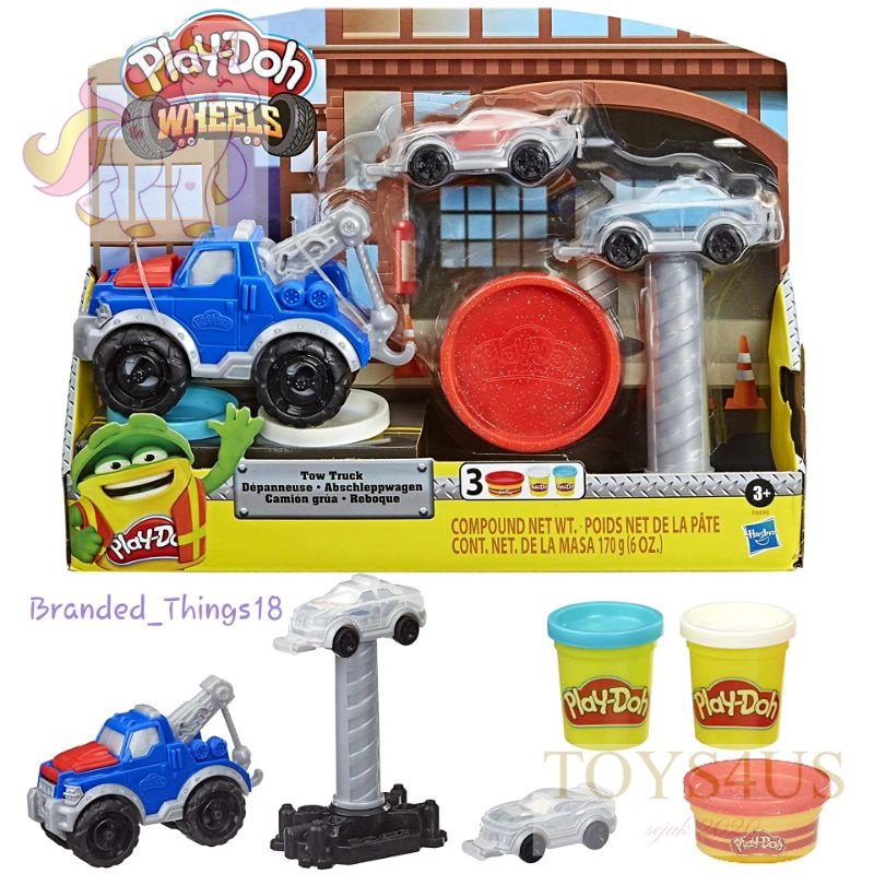 Toys4Us - Play Doh Wheels Tow Truck Car Shape Original Hasbro PlayDoh Wheels Trucks Mainan Doh Slime