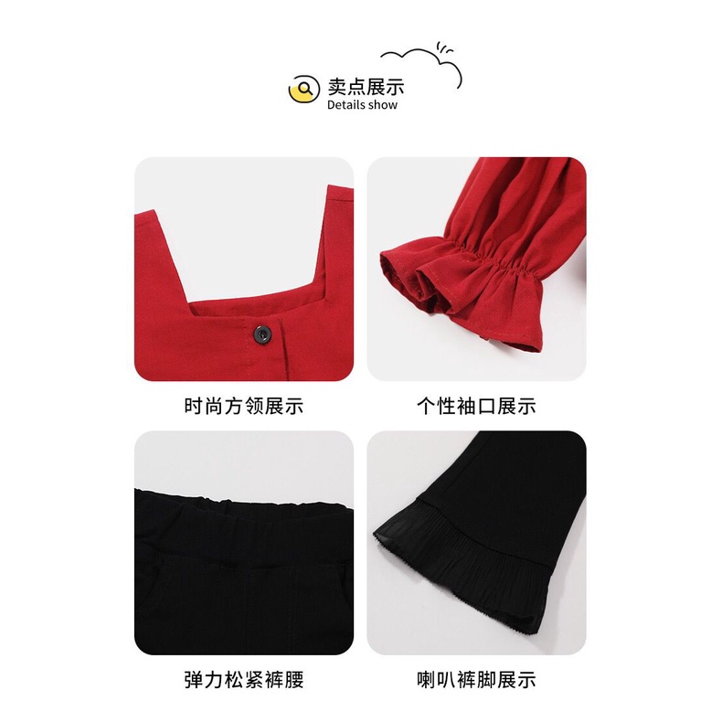 (LOLI-JKT) BS-341 SETELAN ANAK CEWEK MERAH MERONA SIZE 100-140