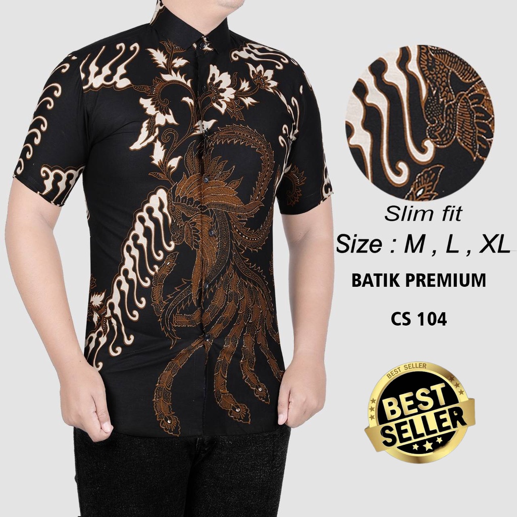 KEMEJA BATIK PRIA SLIM FIT MODERN MEWAH LENGAN PENDEK SLIMFIT CS104