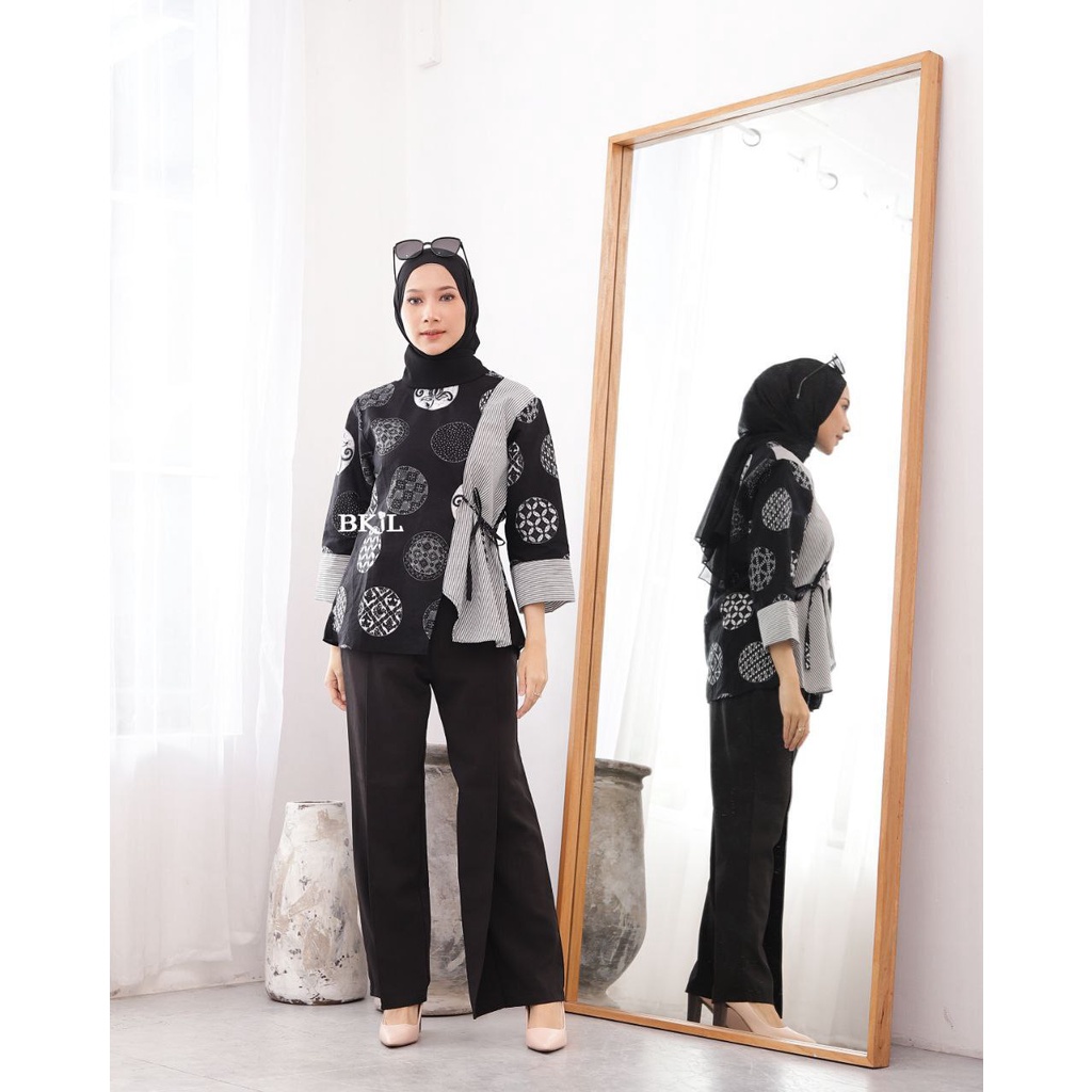 Baju Batik Wanita Modern Atasan Blouse Batik Kerja Wanita Kantor M L XL XXL