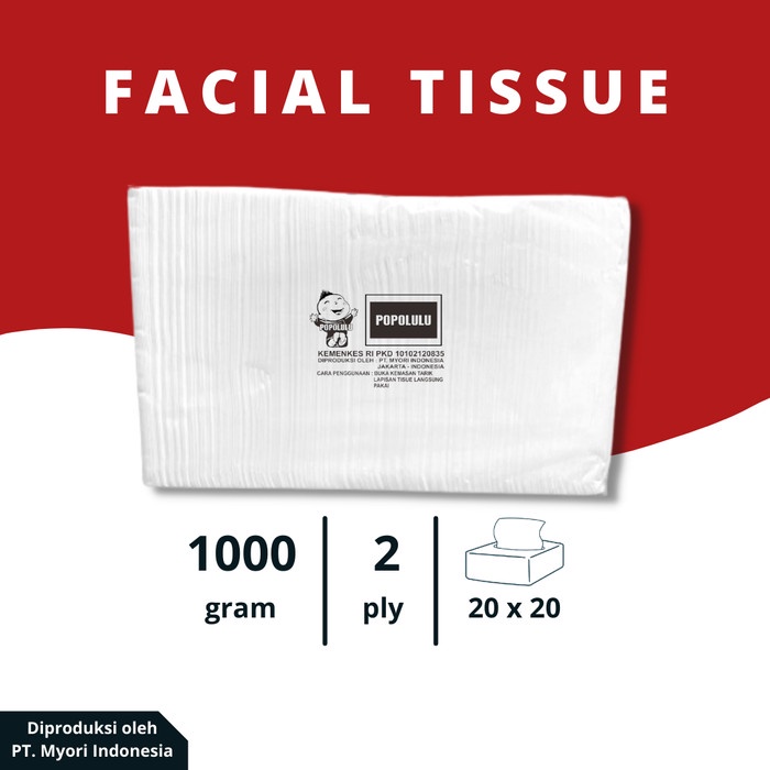 Tissue 1kg / 1000gr POPOLULU Facial Tissue - Regular 20 x 20