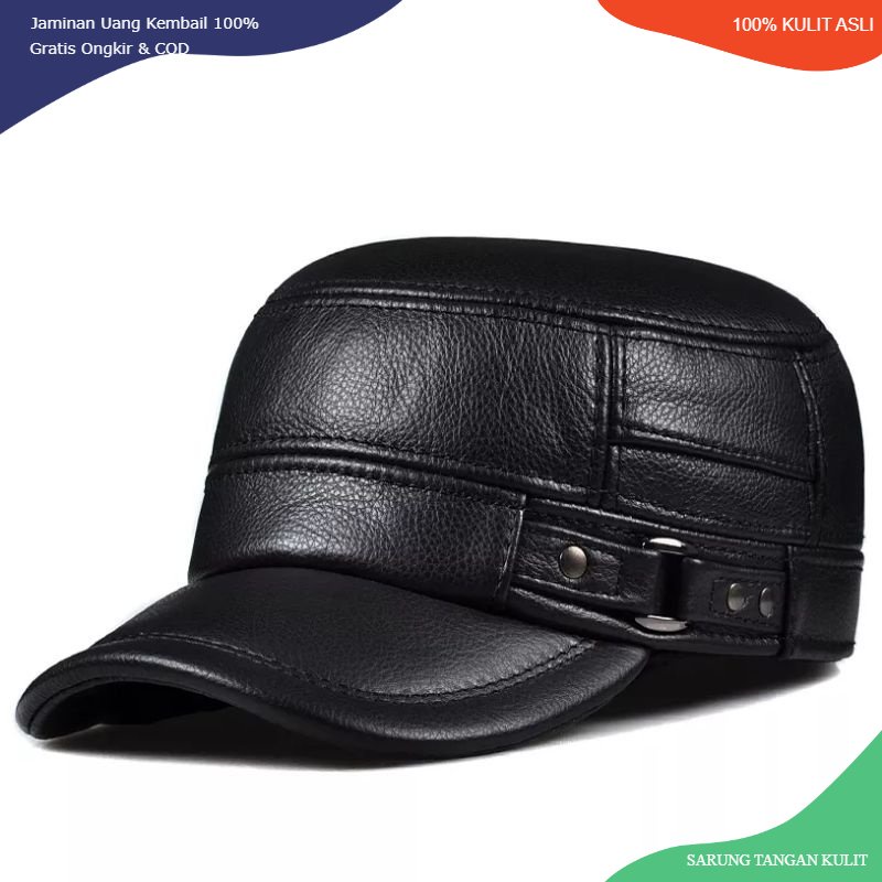 Topi kulit/ topi komando kulit asli domba /Topi kulit asli