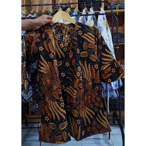 Blouse Batik wanita Atasan lengan Pendek Motif Terbaru Murah