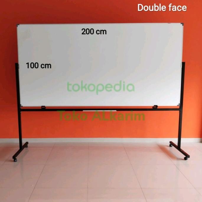 

whiteboard standing 100 x 200 Dua sisi bolak balik