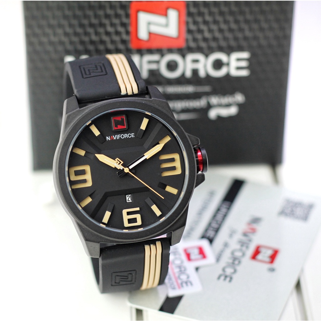 BISA COD! Jam Tangan Cowok Pria NAVIFORCE 9098 Bulat Import Murah Mewah BONUS BATERAI CADANGAN!