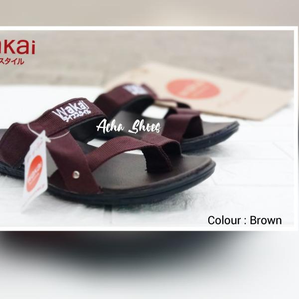 Sandal Selop pria Impor murah - Sandal keren Cowok slip on flat - Cokelat, 39