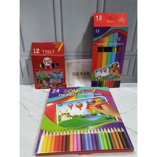 Pensil Warna Murah / Color Pencil 12 Warna dan 24 Warna - PANJANG 12WARNA