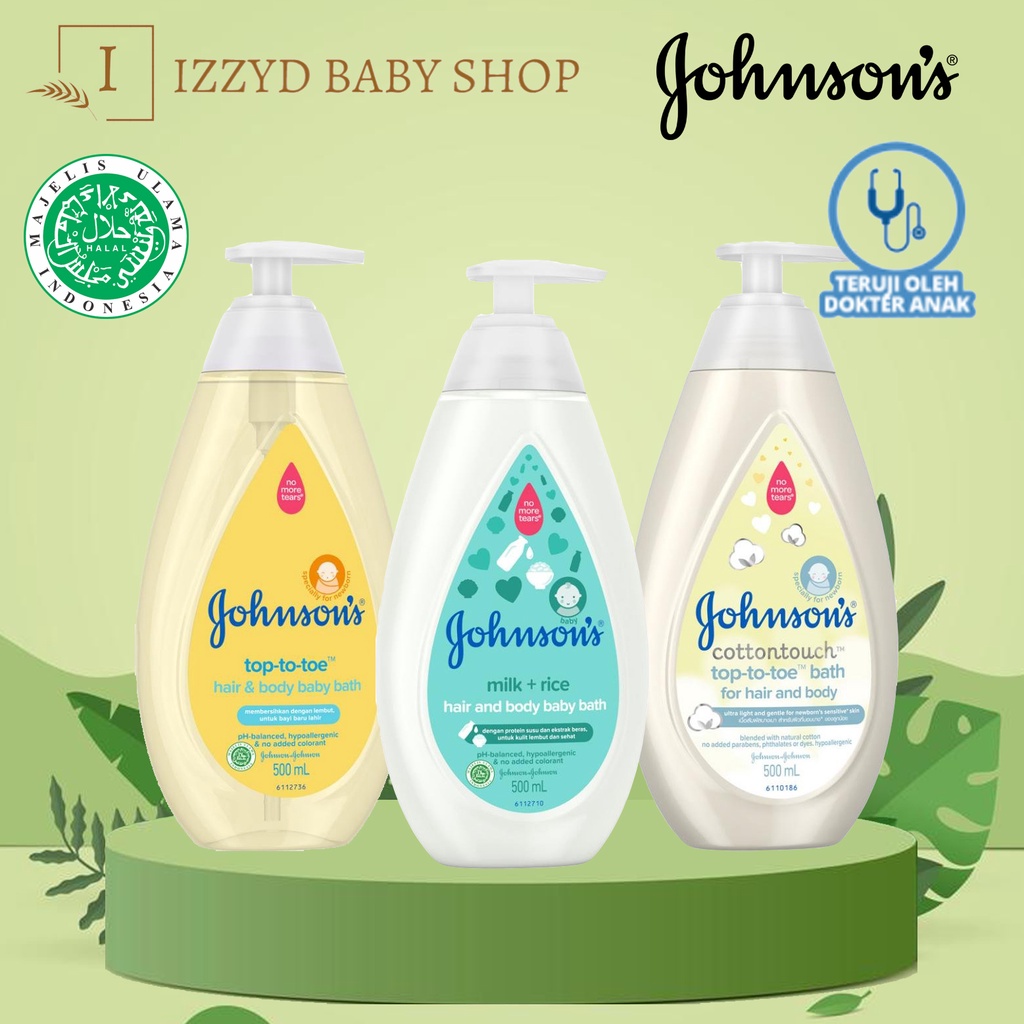 Sabun bayi pump Johnson's top to toe 500ml hair &amp; body baby bath /Lotion/ johnsons wash / milk &amp; rice