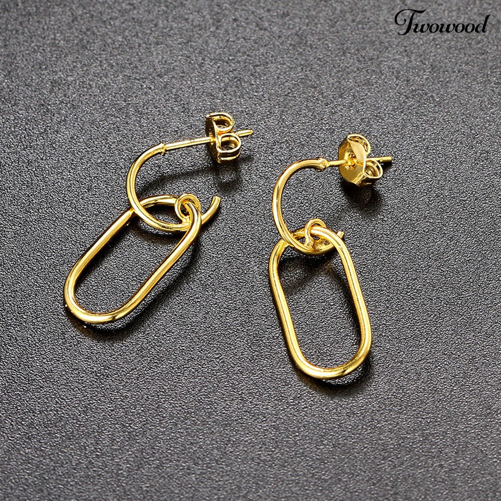 1 Pasang Anting Hook Bentuk Setengah C Oval Geometris Untuk Pesta Pernikahan