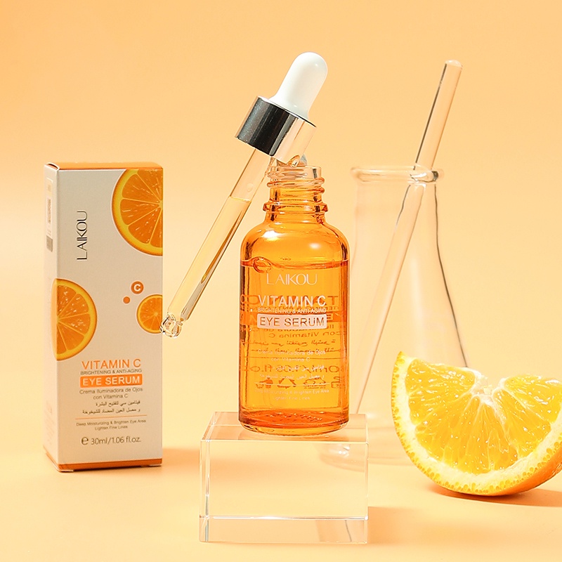 LAIKOU Vitamin C Anti-aging Eye Serum Esensi Memudarkan Kerutan Lingkaran Hitam Kantung Mata 30ml