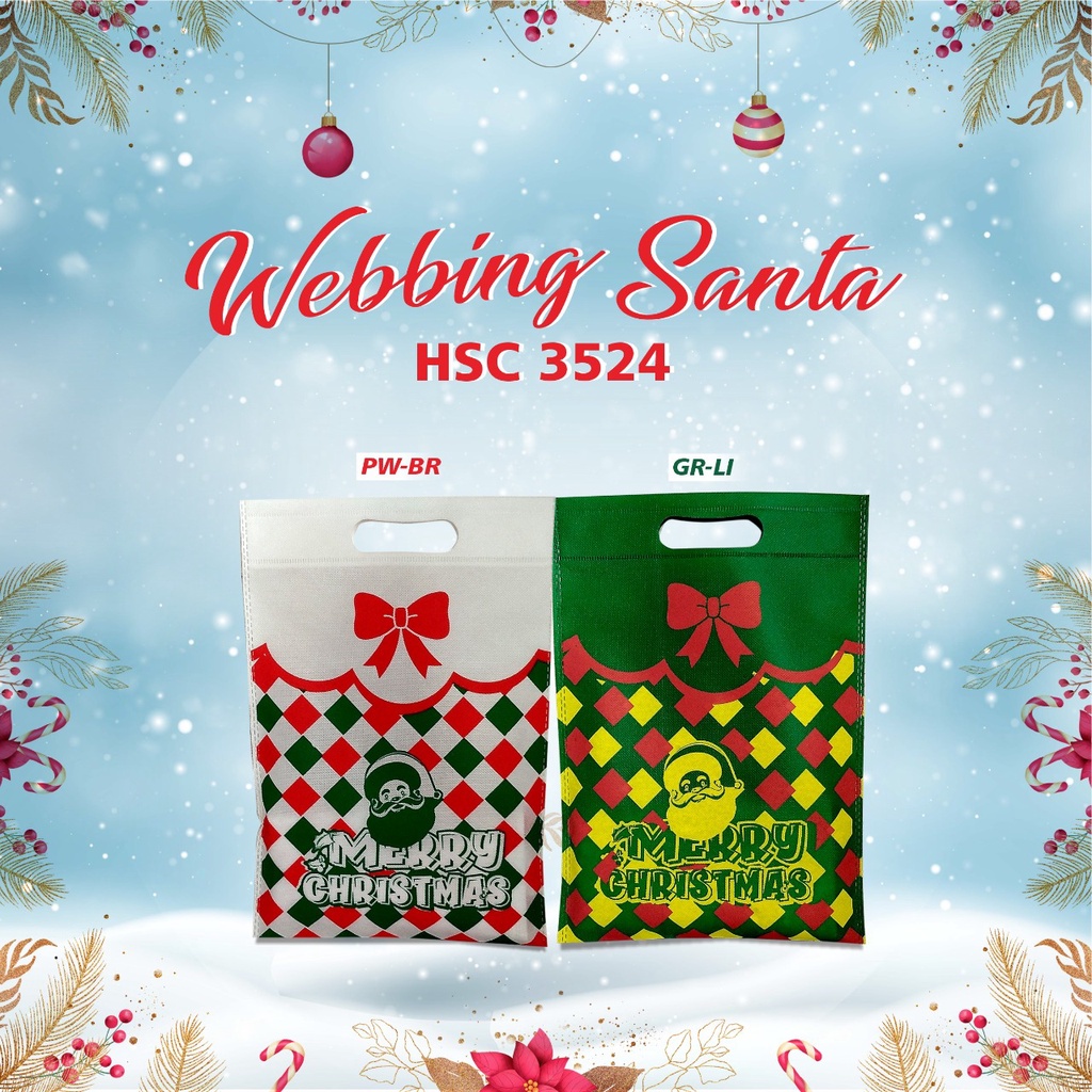 

Tas Santa Goodie Bag Christmas Tas Bingkisan Cookies Natal Tas Spunbond Tas Kain Tas Daur Ulang WEBBING SANTAUk. 35x24